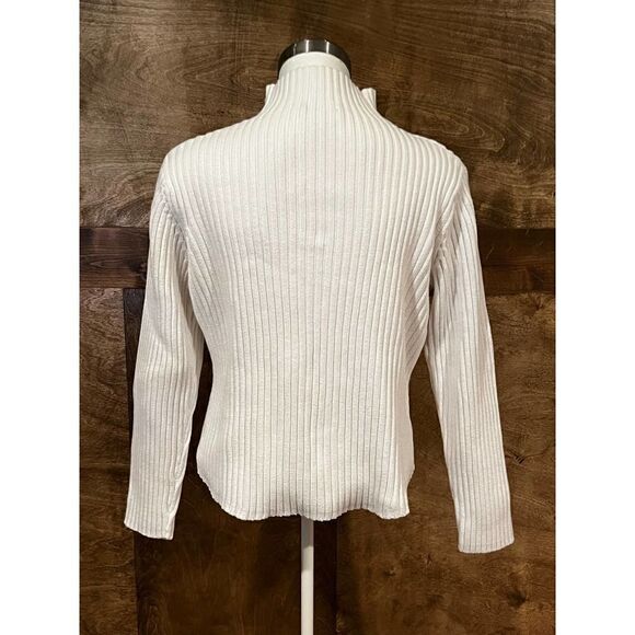 Ribbed Knit Quarter Zip Pullover Sweater Mock Neck Long Sleeve Top - Picture 4 of 10